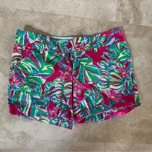 Lilly Pulitzer Vibrant Pink and Green Leaf Print Shorts- The Callahan Short - 2
